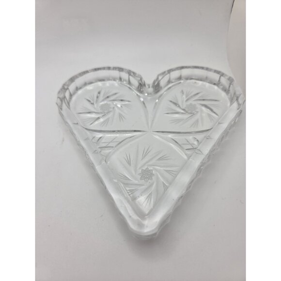 Vintage Decorative Crystal HEART SHAPED Candy Dish Decor 5" - Picture 7 of 7